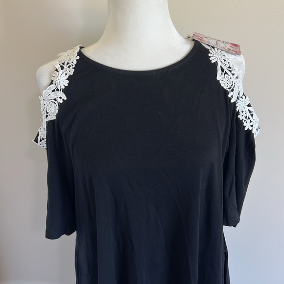 NWT, Large Aoxwomen Cold Shoulder Crewneck Pullover Mini Dress with Pockets. - Picture 2 of 12